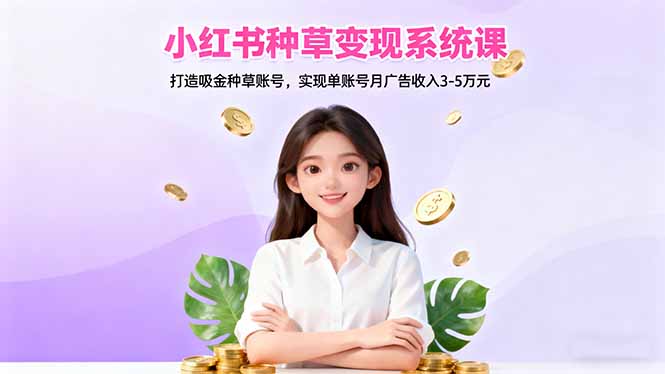 小红书种草变现系统课：打造吸金种草账号，实现单账号月广告收入3-5万元-创盈汇聚