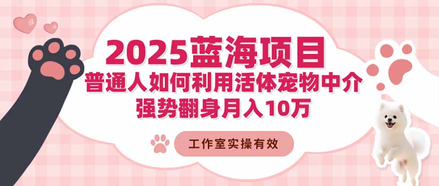 2025蓝海项目：普通人如何利用活体宠物中介，强势翻身月入10万-创盈汇聚